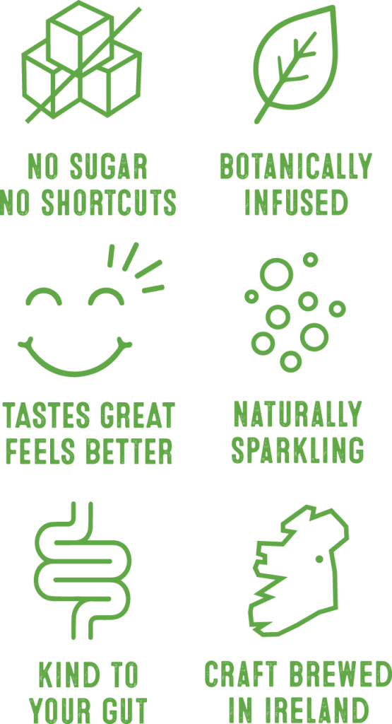 No sugar no shortcuts_Botanically infused_Tastes great feels better_Naturally sparkling_ King to your gut_crafted in Ireland
